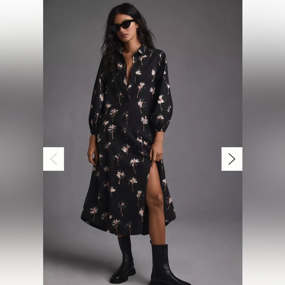 Anthropologie Dresses & Skirts - Maeve Anthropologie Button Front Asymmetrical Slit Floral Dress XSP